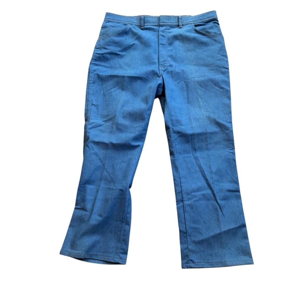 VTG 70s Wrangler Men's 42 X 30 Stretch Blue Denim Dress Jeans 85498LB USA Made